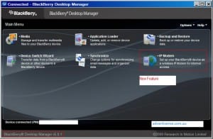 blackberry desktop manager v5.0.1 ip modem Blackberry desktop manager main window