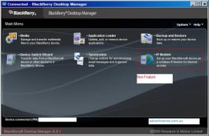 Blackberry desktop manager main window