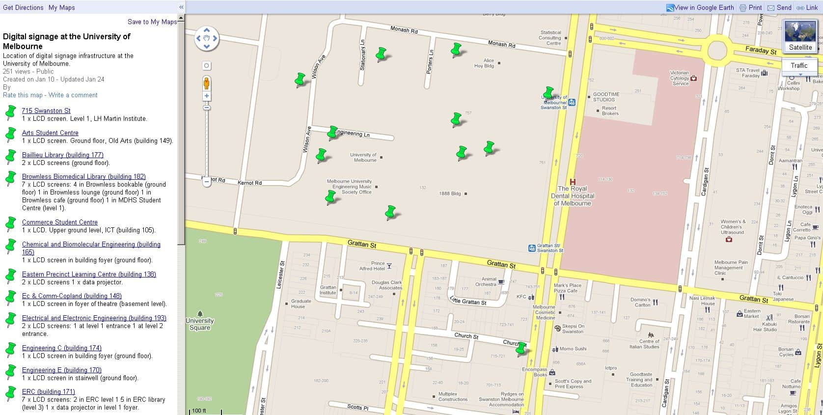 University of Melbourne Digital Signage Location