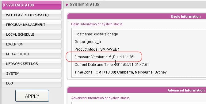 digital signage firmware update