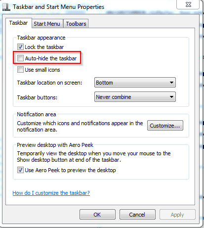 taskbar autohide