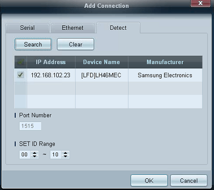 Samsung MDC Add Detect Search Result
