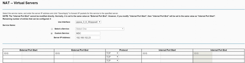Samsung MDC Router NAT Setting